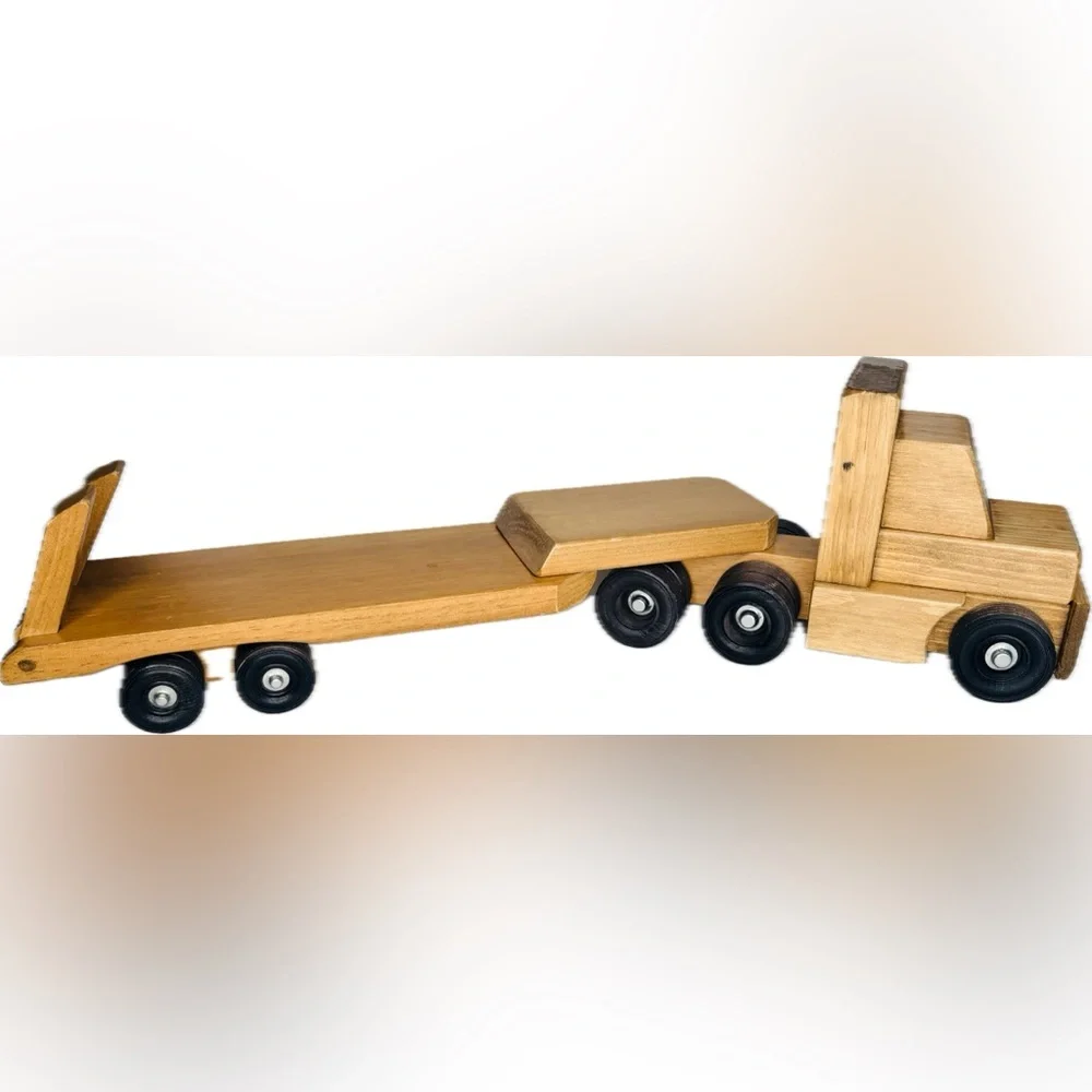 Vintage Hand Made Wooden Truck and Trailer